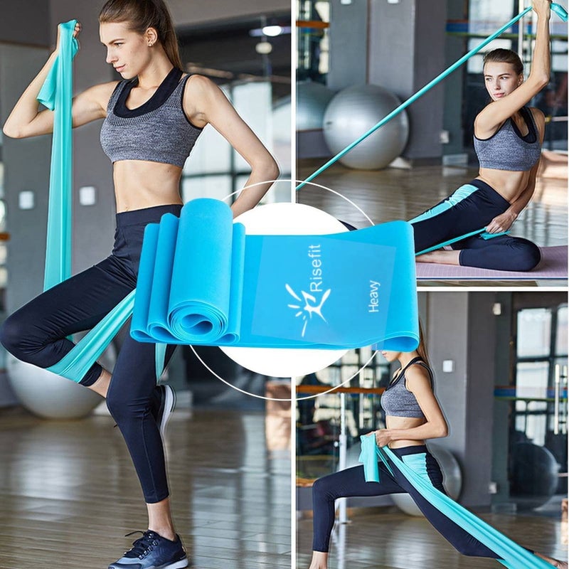 Risefit مجموعة أحزمة مقاومة مسطحة للعلاج، أحزمة مرنة مسطحة خالية من اللاتكس للتمدد، المرونة، البيلاتس، اليوغا، الباليه، الجمباز، إعادة التأهيل، التمرين، وردي، بنفسجي، أزرق (3 عبوات، 5 أقدام طول) - Image 2